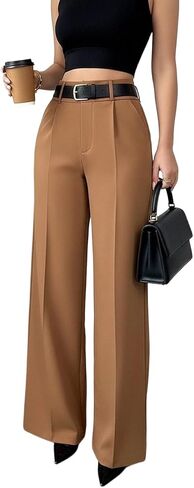 Voghtic Women's High Waisted Wide Leg Dress Pants - Wide Leg Pants Woman Stretchy Waist Casual Office Trousers in Saudi Arabia