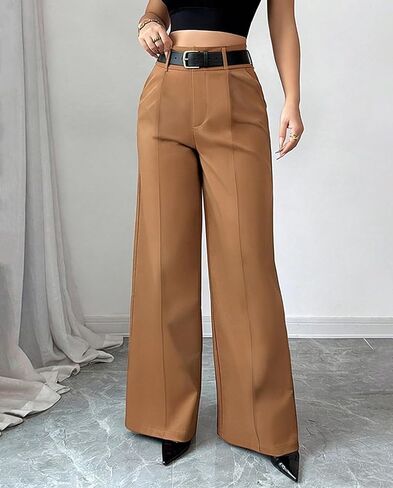 Voghtic Women's High Waisted Wide Leg Dress Pants - Wide Leg Pants Woman Stretchy Waist Casual Office Trousers in Saudi Arabia