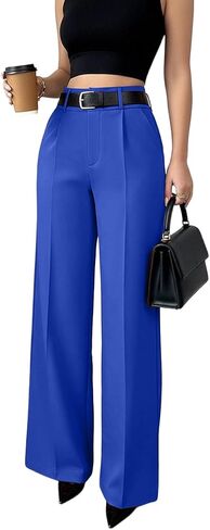 Voghtic Women's High Waisted Wide Leg Dress Pants - Wide Leg Pants Woman Stretchy Waist Casual Office Trousers in Saudi Arabia
