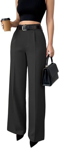 Voghtic Women's High Waisted Wide Leg Dress Pants - Wide Leg Pants Woman Stretchy Waist Casual Office Trousers in Saudi Arabia