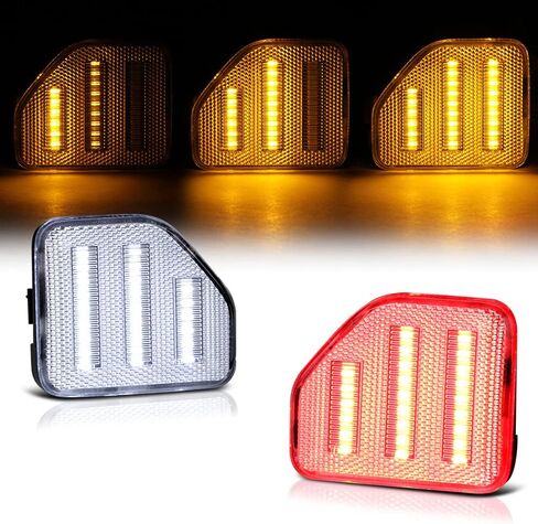 VIPMOTOZ لـ 2019-2023 Jeep Wrangler JL شريط LED ثلاثي + إشارة انعطاف متتابعة 3 وظائف كهرماني/أحمر/أبيض LED المصد الخلفي عاكس ضوء استبدال المصباح للسائق ومجموعة زوج جانب الركاب in Saudi Arabia