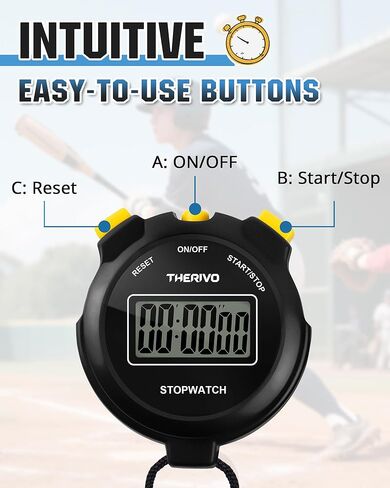 Digital Simple Silent Stopwatch Timer: Only Stopwatch Mode, Easy to Use, Read, and Carry with Intuitive Buttons — On/Off, Large Display, Ideal for Kids, Track, Sports, Coaches in Kuwait