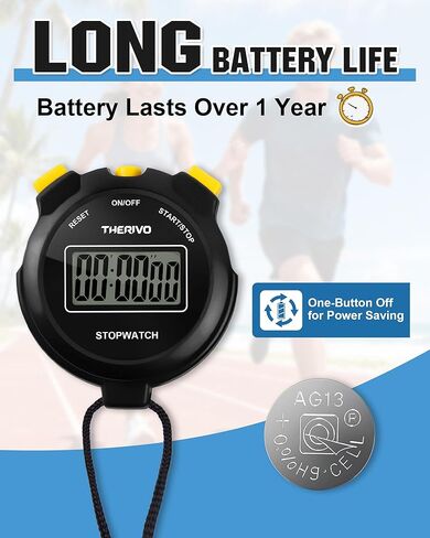 Digital Simple Silent Stopwatch Timer: Only Stopwatch Mode, Easy to Use, Read, and Carry with Intuitive Buttons — On/Off, Large Display, Ideal for Kids, Track, Sports, Coaches in Kuwait