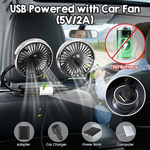 مروحة المقعد الخلفي للسيارة القابلة لإعادة الشحن للوجه الخلفي للطفل، مروحة المقعد الخلفي للأطفال للمقعد الخلفي للسيارة (تعمل بالبطارية) in Kuwait