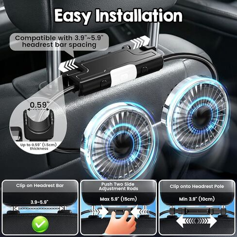 مروحة المقعد الخلفي للسيارة القابلة لإعادة الشحن للوجه الخلفي للطفل، مروحة المقعد الخلفي للأطفال للمقعد الخلفي للسيارة (تعمل بالبطارية) in Kuwait