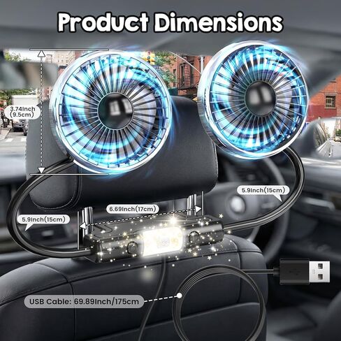 مروحة المقعد الخلفي للسيارة القابلة لإعادة الشحن للوجه الخلفي للطفل، مروحة المقعد الخلفي للأطفال للمقعد الخلفي للسيارة (تعمل بالبطارية) in Kuwait