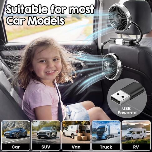 مروحة المقعد الخلفي للسيارة القابلة لإعادة الشحن للوجه الخلفي للطفل، مروحة المقعد الخلفي للأطفال للمقعد الخلفي للسيارة (تعمل بالبطارية) in Kuwait