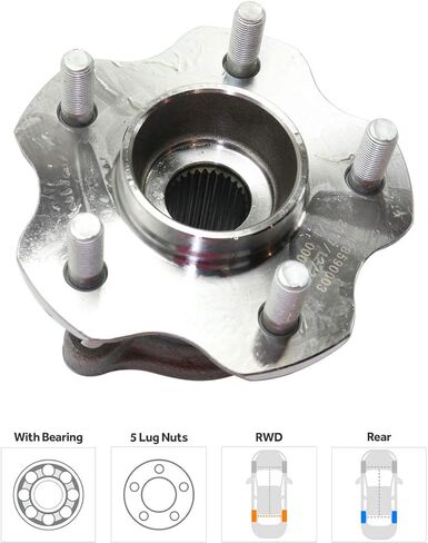 استبدال مجموعة محمل محور العجلة الخلفية Garage-Pro لنيسان 350Z 2003-2009 إنفينيتي G35 2003-2007 كوبيه الجانب الأيسر أو الأيمن، محرك العجلات الخلفية 5 العروات يستبدل # 43202AG000،43210AL505 in Saudi Arabia