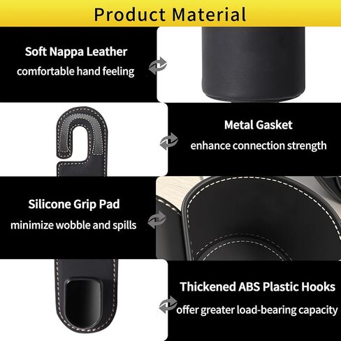 2Packs Cup Holder for Car Back Seat, Nappa Leather Storage Organizer Hook, 3 Inch Backseat Headrest Cup Holder for Car, Sedans, SUV, MPVS, Most Vehicles (Black) in Saudi Arabia