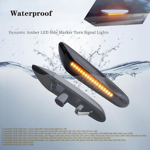 LED Sequential Side Marker Indicator Turn Signal Light Compatible with BMW 1 3 5 Series E60 E61 E90 E91 E92 E93 E82 E88 E46 Sedan E83 X3 E84 X1 328i 325i 330i135i 128i 325xi Blink Fender Lamp in Kuwait