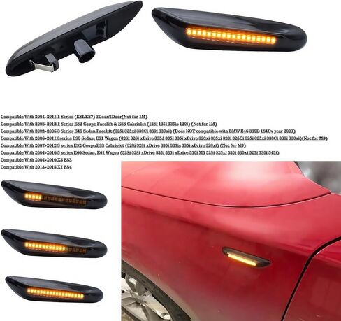LED Sequential Side Marker Indicator Turn Signal Light Compatible with BMW 1 3 5 Series E60 E61 E90 E91 E92 E93 E82 E88 E46 Sedan E83 X3 E84 X1 328i 325i 330i135i 128i 325xi Blink Fender Lamp in Kuwait