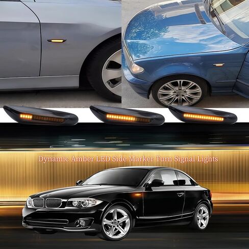 LED Sequential Side Marker Indicator Turn Signal Light Compatible with BMW 1 3 5 Series E60 E61 E90 E91 E92 E93 E82 E88 E46 Sedan E83 X3 E84 X1 328i 325i 330i135i 128i 325xi Blink Fender Lamp in Kuwait