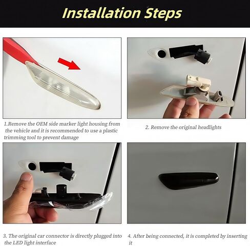 LED Sequential Side Marker Indicator Turn Signal Light Compatible with BMW 1 3 5 Series E60 E61 E90 E91 E92 E93 E82 E88 E46 Sedan E83 X3 E84 X1 328i 325i 330i135i 128i 325xi Blink Fender Lamp in Kuwait