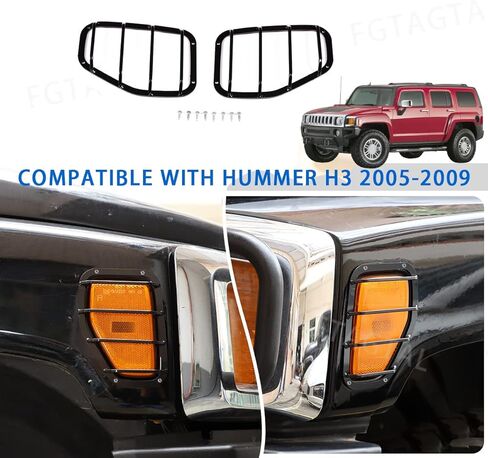 Side Marker Light Covers Guard Trim Fit for Hummer H3 2005-2009, Side Blinker Light Cover Guard, Car Side Marker Light Grill Protector Cover, 2PCS (Hollow Style) in Saudi Arabia