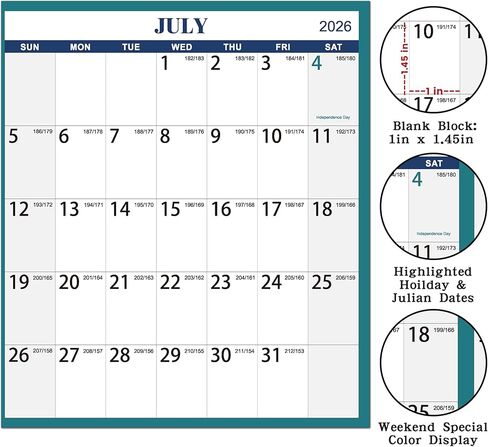 Dry Erase Calendar for Wall - Yearly Wall Calendar 2026, 23" x 35", Jan. - Dec. 2026, 12 Months Folded Yearly Calendars Erasable in Kuwait