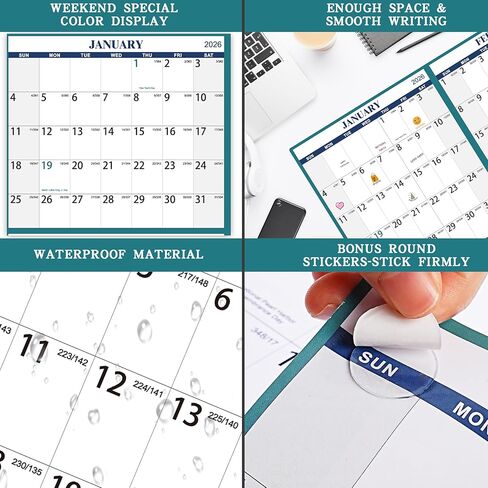 Dry Erase Calendar for Wall - Yearly Wall Calendar 2026, 23" x 35", Jan. - Dec. 2026, 12 Months Folded Yearly Calendars Erasable in Kuwait