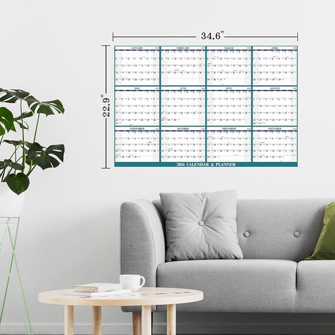 Dry Erase Calendar for Wall - Yearly Wall Calendar 2026, 23" x 35", Jan. - Dec. 2026, 12 Months Folded Yearly Calendars Erasable in Kuwait