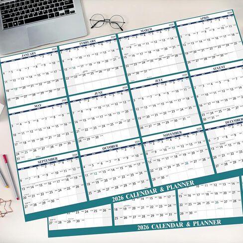Dry Erase Calendar for Wall - Yearly Wall Calendar 2026, 23" x 35", Jan. - Dec. 2026, 12 Months Folded Yearly Calendars Erasable in Kuwait