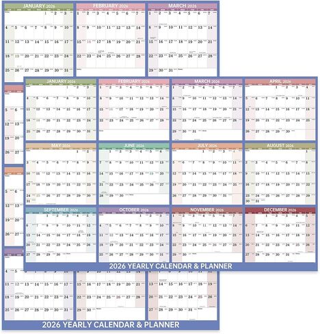 2026 Dry Erase Wall Calendar- Yearly Wall Calendar 2026, 48" x 32", Paper Folded, 2-Side Reversible Calendar, Perfect for Office, Home & School in Saudi Arabia
