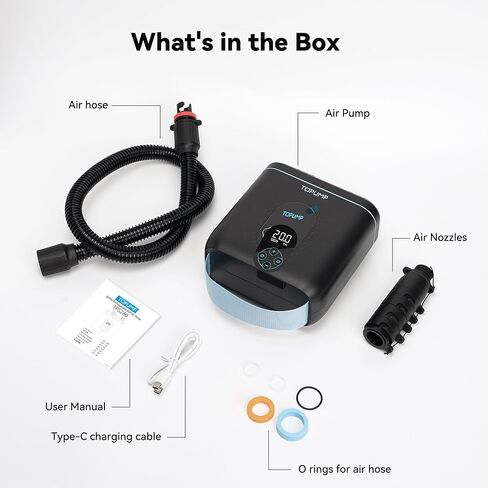 مضخة كهربائية للوحة التجديف TPS260-20PSI مضخة هواء SUP محمولة قابلة لإعادة الشحن، نفخ وتفريغ مزدوج المرحلة، إيقاف تلقائي، موصل سيارة 12 فولت تيار مستمر لألواح التجديف والقوارب وزوارق الكاياك والخيمة in Kuwait