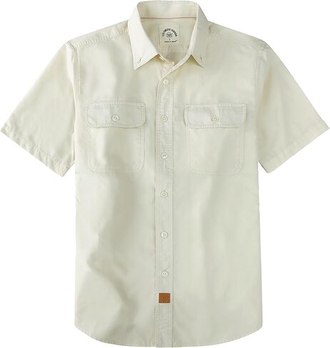 Dubinik® Mens Short Sleeve Button Down Shirts Plaid Double Pocket Breathable Soft Casual Regular Fit Lightweight in Kuwait