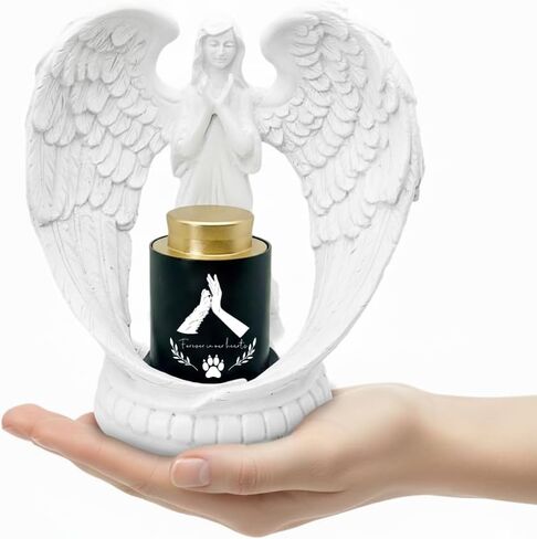 Small Keepsake Urns for Ashes Pets/Dogs/Cats, Mini Memorial Cremation My Guardian Angel Urn for Pet/Dog/Cat Ashes Container with Angel Resin Statue(Dog urn) in Kuwait