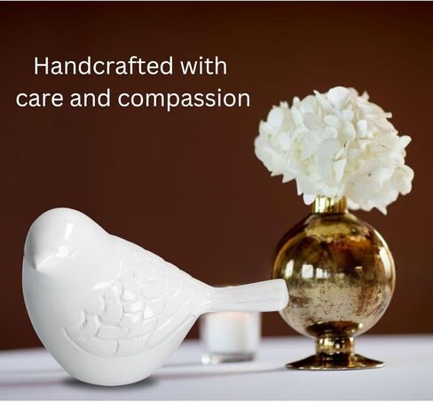 THE Homes Good White Song Bird Keepsake Urn Durable Aluminium Cremation Memorial - Handcrafted Funeral Urn (4.75" L x 3" W x 3" H) in Saudi Arabia