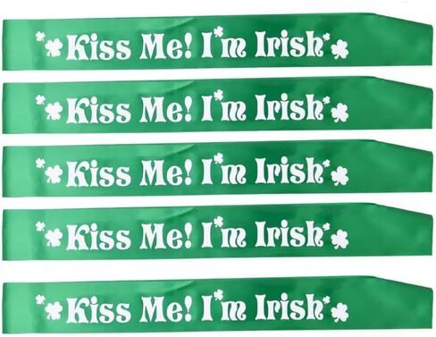 St Patrick's Green Satin Sash KISS ME I'M IRISH Sash Belt St Patrick's Day in Saudi Arabia