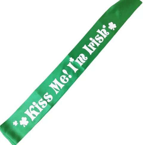 St Patrick's Green Satin Sash KISS ME I'M IRISH Sash Belt St Patrick's Day in Saudi Arabia