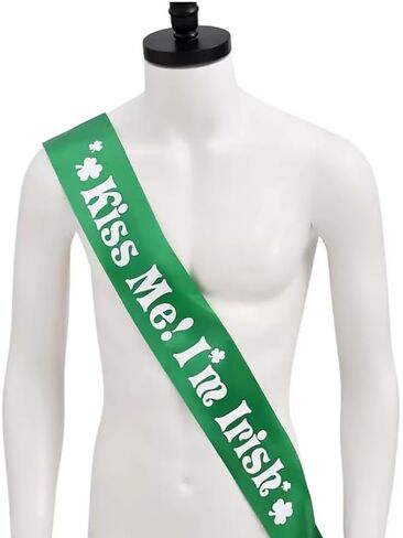 St Patrick's Green Satin Sash KISS ME I'M IRISH Sash Belt St Patrick's Day in Saudi Arabia