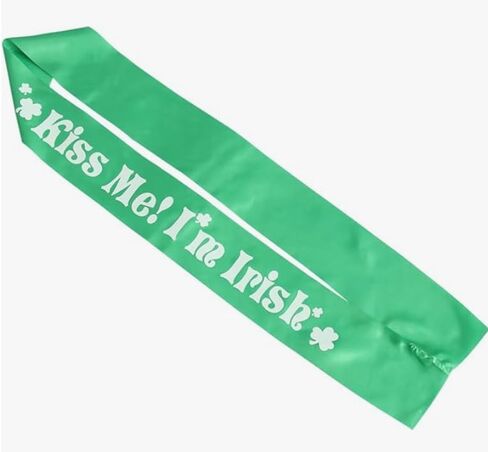 St Patrick's Green Satin Sash KISS ME I'M IRISH Sash Belt St Patrick's Day in Saudi Arabia