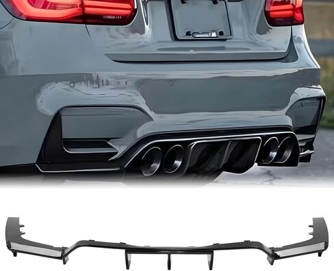 Rear Bumper Diffuser Lip Compatible with BMW F80 M3 F82 M4 2015-2020 Lower Bumper Lip Body Kit Without Led, (Gloss Black) in Saudi Arabia