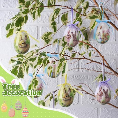 9 Pcs Easter Hanging Egg Ornaments,2.76" Plastic Easter Eggs Ornaments for Tree Decoration,Hanging Decorative Egg in Saudi Arabia