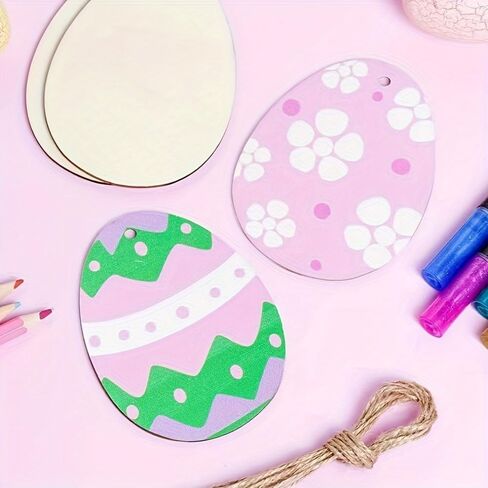 30Pcs Easter Egg Hanging Ornaments - DIY Hollow Paintable Crafts, Festive Hanging Decor for Home & Party, Ideal Easter Gift & Home Decor Ornaments in Saudi Arabia