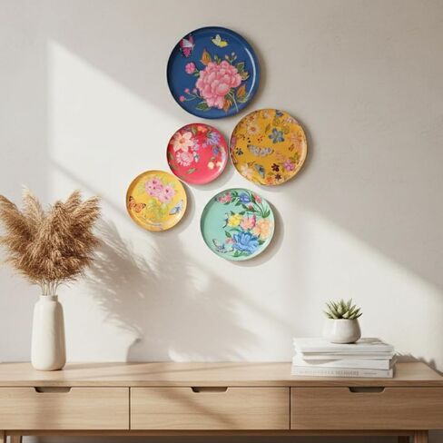 RITUALISTIC Pushpam Wall Plates Set of 5 | Wall Arts for Home Decoration, Living Room, Bedroom, Office Decor, Cafe, Restaurant | Aesthetic Room Decor Items in Kuwait