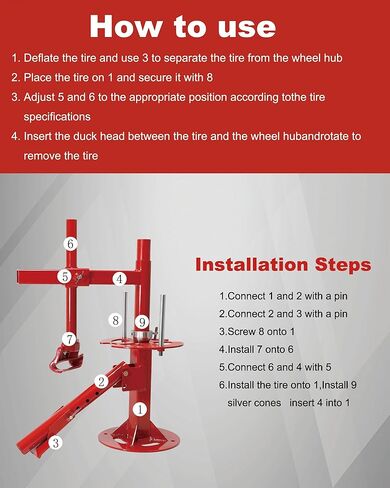 Manual Tire Changer Machine, Portable Tire Changer with Duck Head, 12''-21'' Tire Change, Fit for Cars, Trailer, ATV, Truck, SUV in Kuwait