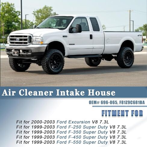 AUCERAMIC 696-065 خرطوم أنبوب هواء المحرك النظيف مع مشابك مناسب لفورد F-250 F-350 F-450 F-550 Super Duty 1999-2003، Excursion 2000-2003، 7.3L V8 استبدال 696065، F81Z9C681BA in Saudi Arabia