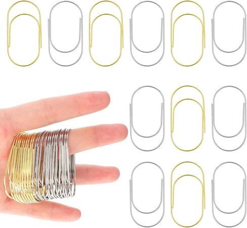30 Pcs Gold Paper Clips, 2 Inch Large Paper Clip Gold Binder Clips, Papers Planner Clip Non Skid Bookmark Office Supply Accessories(Gold and Silver) in Saudi Arabia