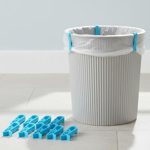 12 Pcs Garbage Bag Clips, Anti-Slip Trash Bag Holder Clamps, Practical Waste Bin Bag Fastener, Prevents Bags from Slipping, Blue in Saudi Arabia
