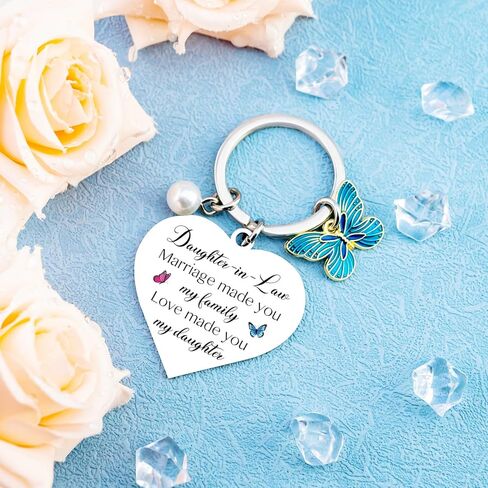 Daughter in Law Gifts Mothers Day Gifts for Daughter in Law Birthday Christmas Valentines Wedding Mother's Day Gift for Bonus Daughters To My Daughter-in-Law Keychain Bag Key Accessories in Saudi Arabia
