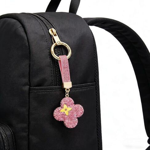 Clover Keychain with Full Diamond Decoration,3.94 x 2.76 Inches, Fashion Bag Charm in Saudi Arabia