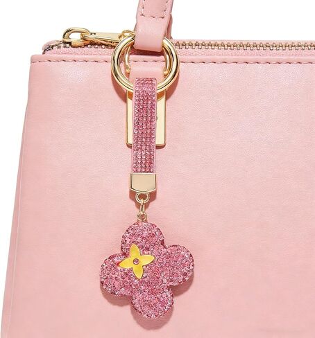 Clover Keychain with Full Diamond Decoration,3.94 x 2.76 Inches, Fashion Bag Charm in Saudi Arabia