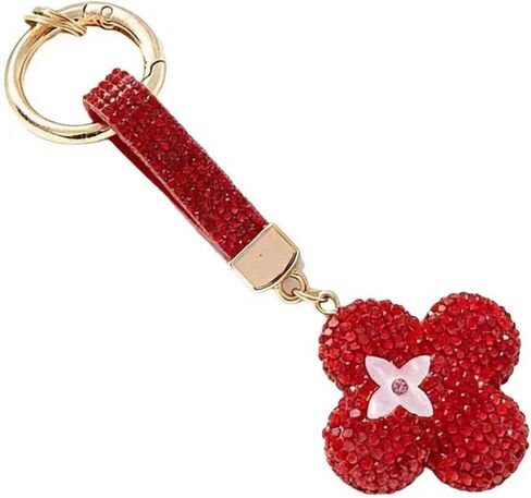 Clover Keychain with Full Diamond Decoration,3.94 x 2.76 Inches, Fashion Bag Charm in Saudi Arabia