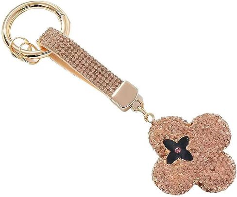 Clover Keychain with Full Diamond Decoration,3.94 x 2.76 Inches, Fashion Bag Charm in Saudi Arabia