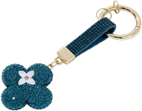 Clover Keychain with Full Diamond Decoration,3.94 x 2.76 Inches, Fashion Bag Charm in Saudi Arabia