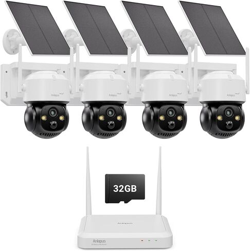 Anlapus Solar Security Camera Wireless Outdoor, 2.5K Pan/Tilt Cam Kit with Solar Panel, Wireless Home Security Camera System with PIR/AI Detection, Color Night Vision, No Monthly Fee, 32GB Memory Card in Saudi Arabia