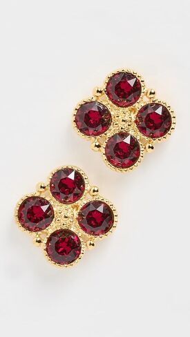 Kenneth Jay Lane Women's Gold Earrings with Four Faceted Ruby Stones in Saudi Arabia