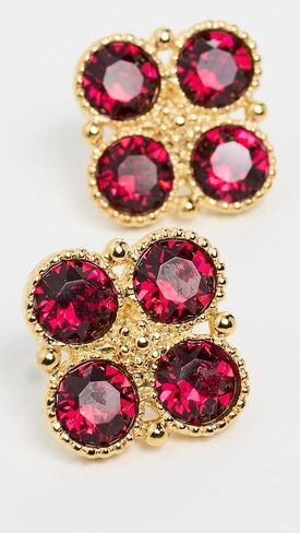 Kenneth Jay Lane Women's Gold Earrings with Four Faceted Ruby Stones in Saudi Arabia