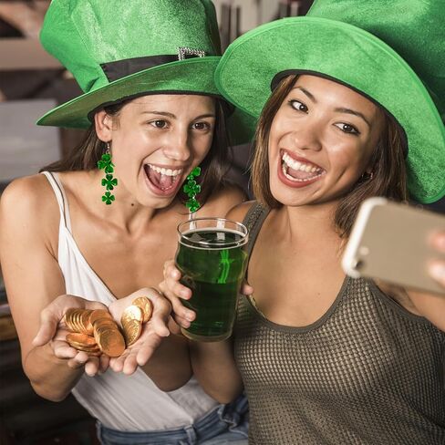 أقراط عيد القديس باتريك للنساء، زوجان من أقراط شامروك المتدلية، مجوهرات المهرجانات الأيرلندية لملابس وإكسسوارات عيد القديس باتريك in Kuwait