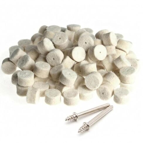 DRILAX Wool Felt Buffing Polishing Wheels 102 Pieces 429 Compatible with Dremel Polishing Kit for Jewelry 1 inch Diameter Thick 2 Screw Mandrel 401 1/8 inch Shank Rotary Tool in Kuwait